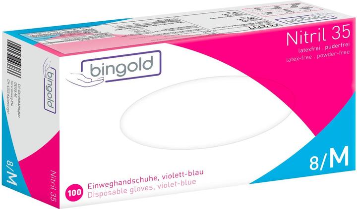 Actual product image Bingold Nitrile 35PLUS blue nitrile gloves - M / Blue (M)