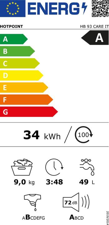 Energie-Label Ariete HB 93 CARE IT (9 kg, Links)