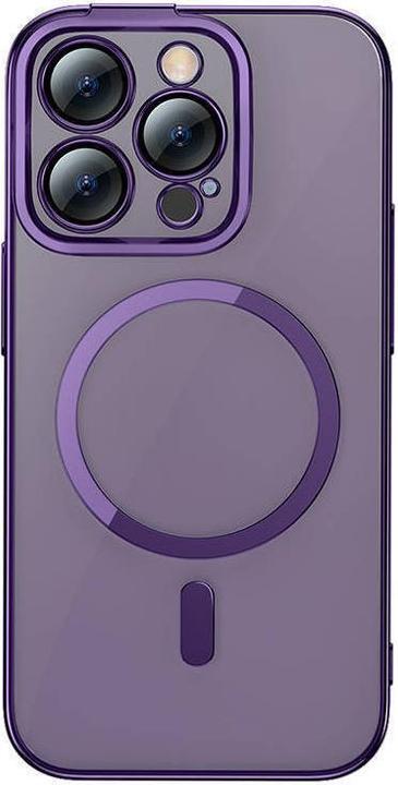 Image du produit Baseus Étui magnétique pailleté pour iPhone 14 Pro (violet) + verre trempé + kit de nettoyage (Apple iPhone 14 Pro)