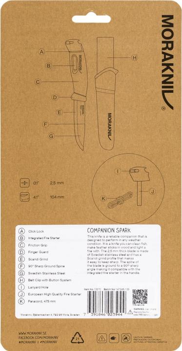 Actual product image Morakniv Survival Knife Companion Spark (S) Green (10.40 cm)