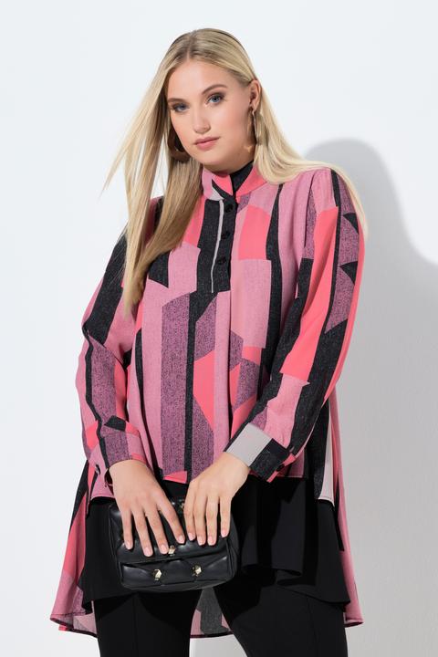 Actual product image Ulla Popken Graphic Print Layered Tunic Blouse (58)