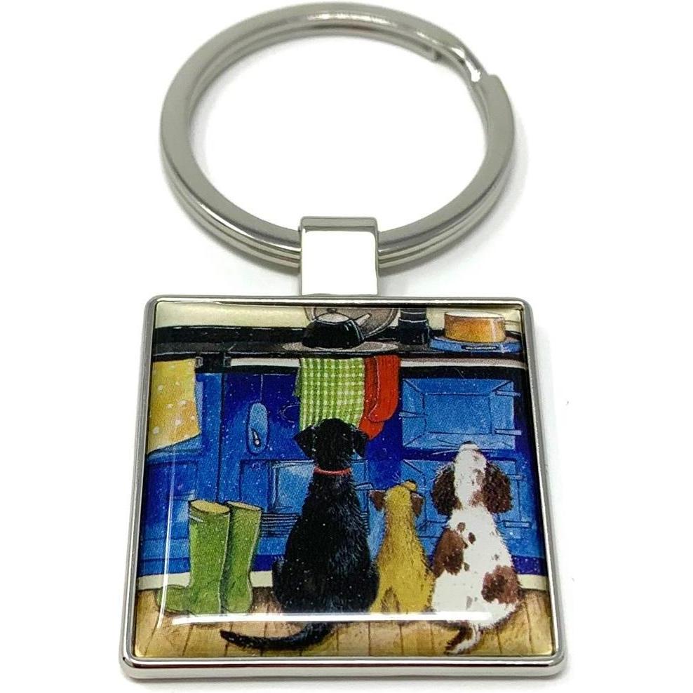 Ecarla, Portachiavi, Schlüsselanhänger K13 Hunde in der Küche