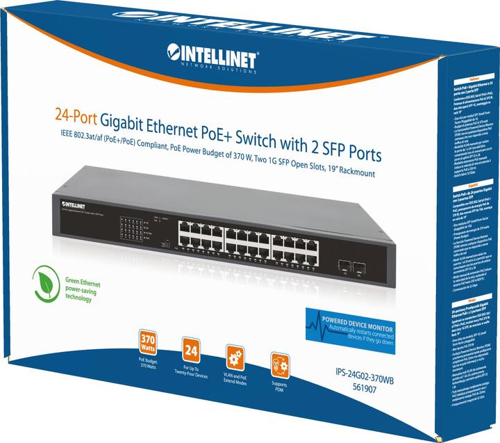 Image du produit Intellinet Commutateur 24 ports Gigabit PoE+ avec 2 ports SFP 19 (24 ports)