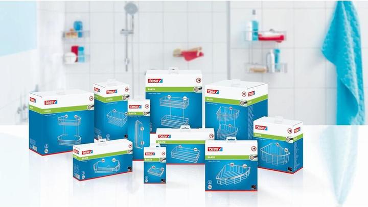 Produktbild tesa BAATH+ Duschablage inkl. Klebelösung ohne Bohren (21 x 20.50 x 7.50 cm)