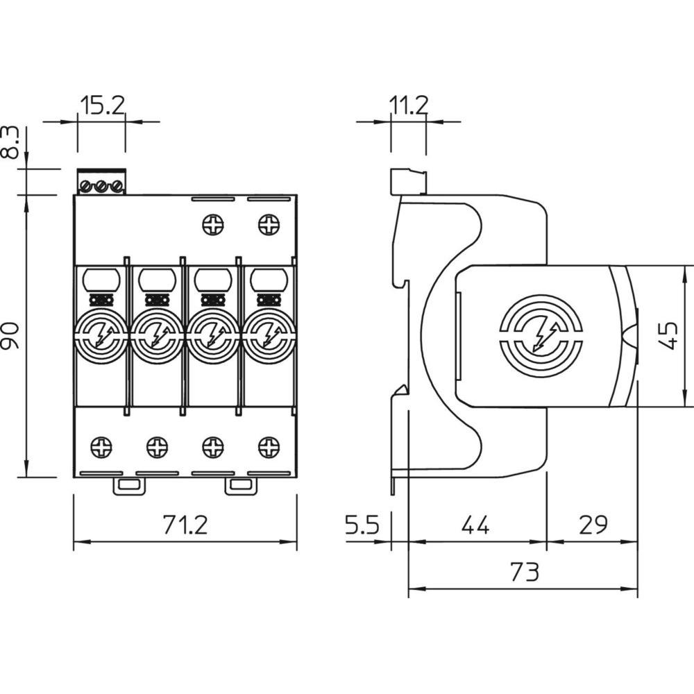 Thumbnail - OBO Bettermann, Überspannungsschutz, OBO V20-4+FS-280 SurgeController vierpolig m.FS 280V 5095284 (5095284)