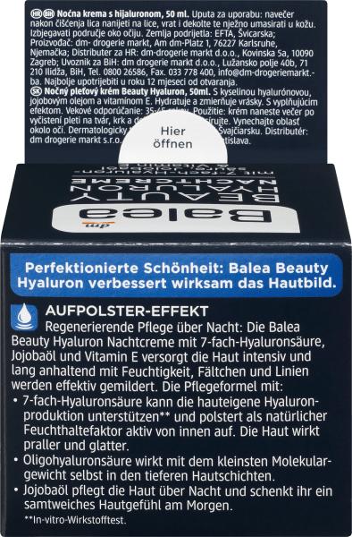 Actual product image dm Balea Beauty Hyaluron Night Cream (50 ml, Night cream)