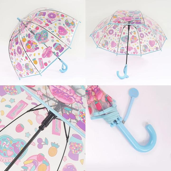Actual product image Alopini Colourful princess umbrella with pocket edge cute transparent plastic printed unicorn