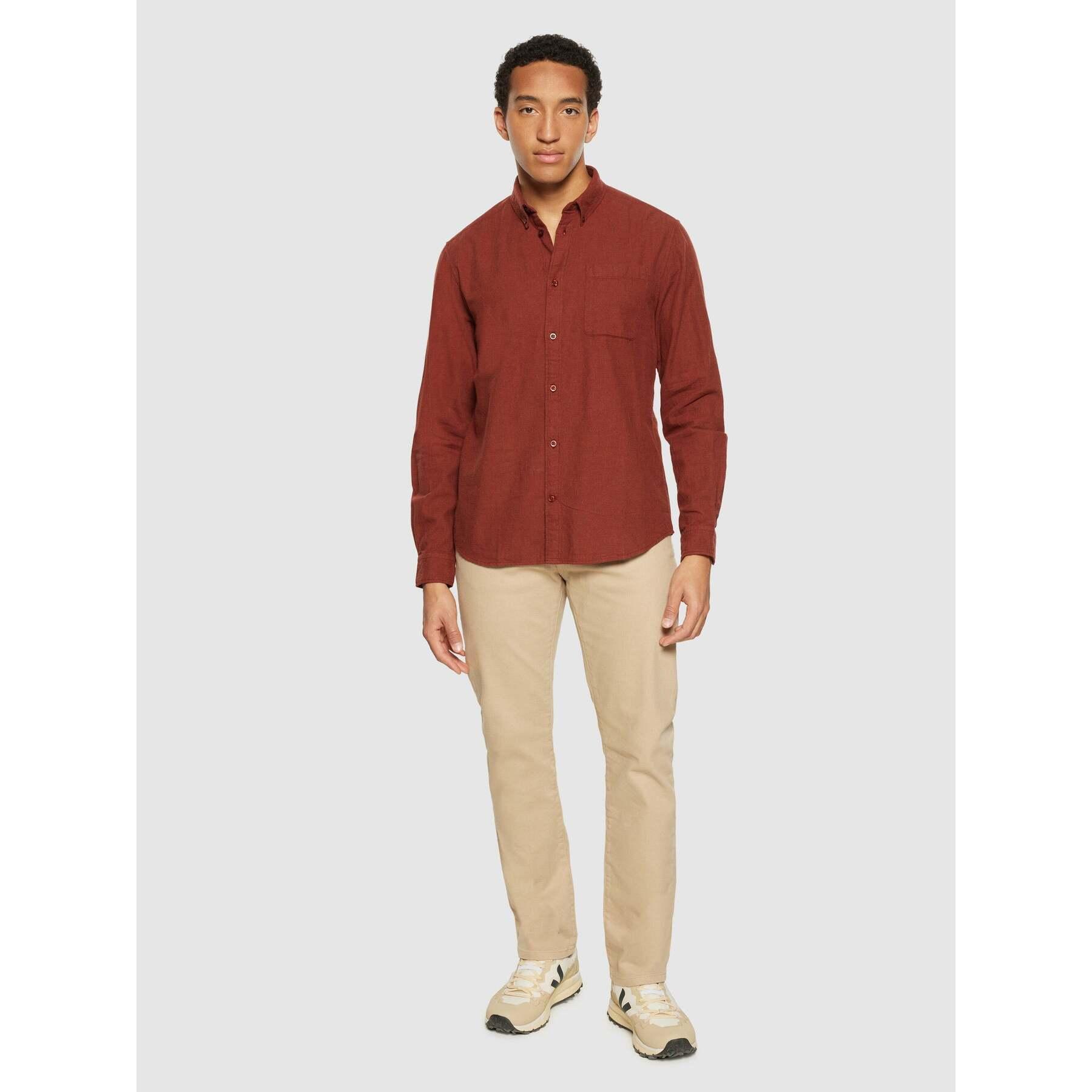KnowledgeCotton Apparel, Herren, Hemd, hemd gots/vegan, Rot, (XL)
