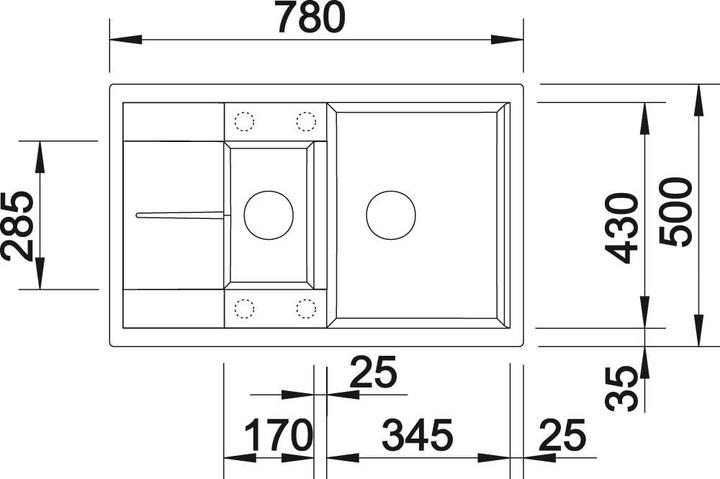 Productafbeelding Blanco Metra 6 S Compact (Ingebouwde gootsteen, 78 cm, 50 cm)