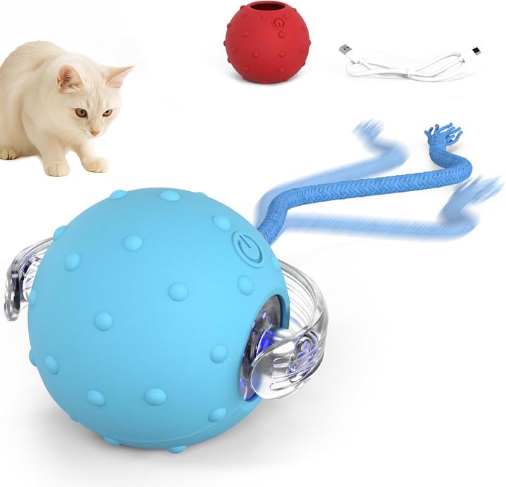 PetTec Interaktiver Katzenball mit Schnur - Automatisch & Selbstrollend
