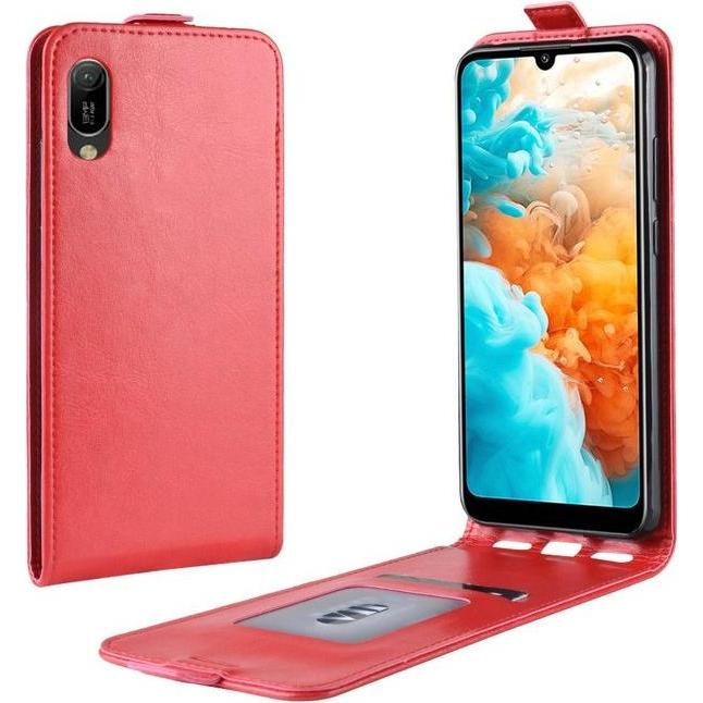 MU Classic Leder Flipcase Hülle (Huawei Y6 (2019)), Smartphone Hülle, Rosa