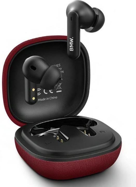 Actual product image BMW Headphones Bluetooth TWS Leather Metal Logo ENC red (30 h, Wireless)