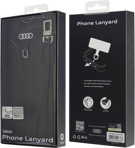 Produktbild Audi uniwersalna smycz do telefonu 28cm 10mm Leather czarny/black AU-HSLSL-GT/D1-BK