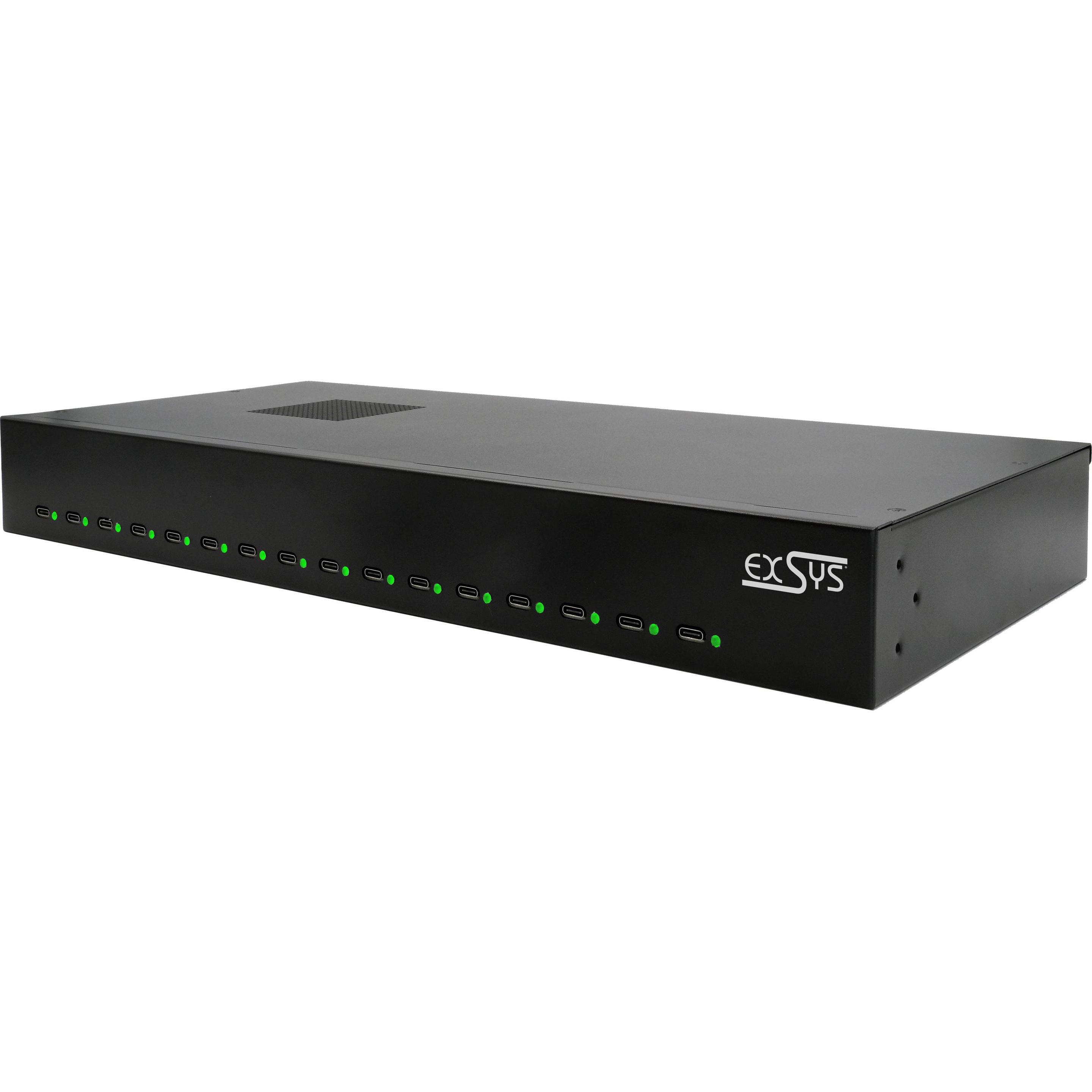 Exsys Ladestation (480 W), USB Ladegerät, Schwarz