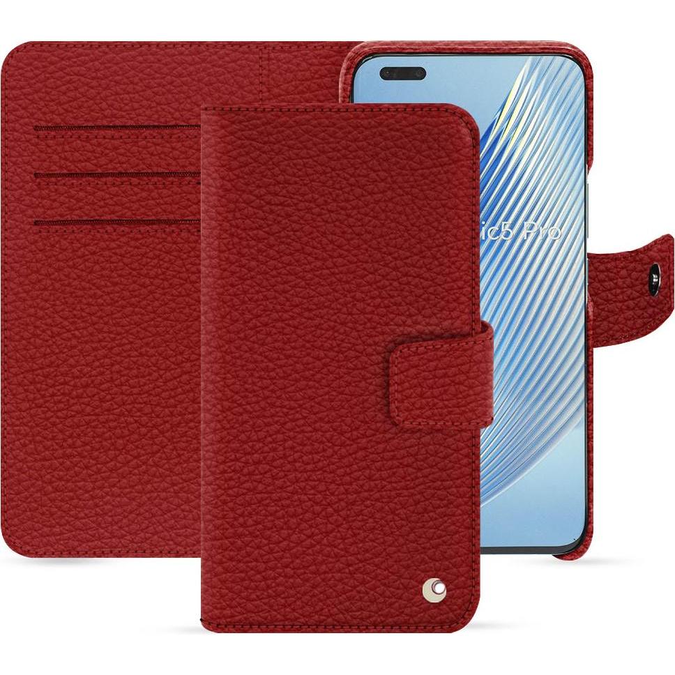 Noreve Lederschutzhülle Honor Magic5 Pro (Honor Magic5 Pro), Smartphone Hülle, Rot