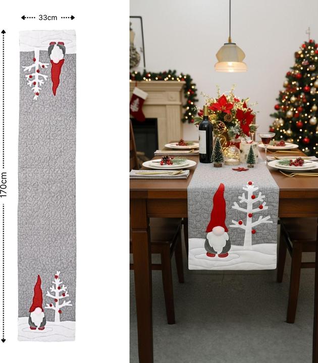 Produktbild Hermex Tischläufer Wichtel Tischband Weihnachtsdeko Tischdecke Tischdeko