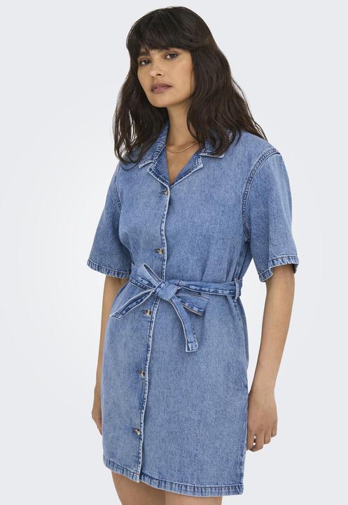 Immagine prodotto Only Normal geschnitten V-Ausschnitt Kastige Ärmel Kurzes Kleid Jeanskleid (L)