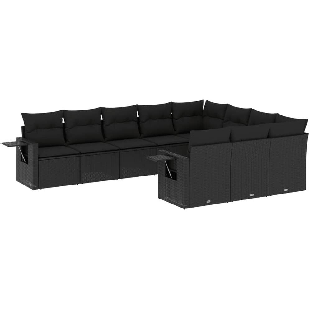 VidaXL, Gartenlounge, Gartenmöbel Sofa Garnitur Gartengarnitur Garten Sitzgruppe 10tlg. Schwarz