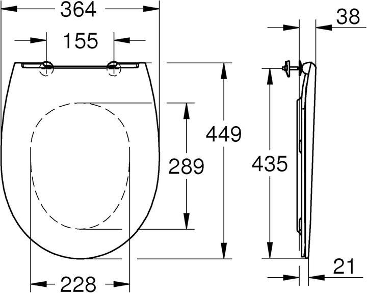 Actual product image Grohe Bau Contemporary - toiletsaede 364x435mm m/låg Alpinhvid