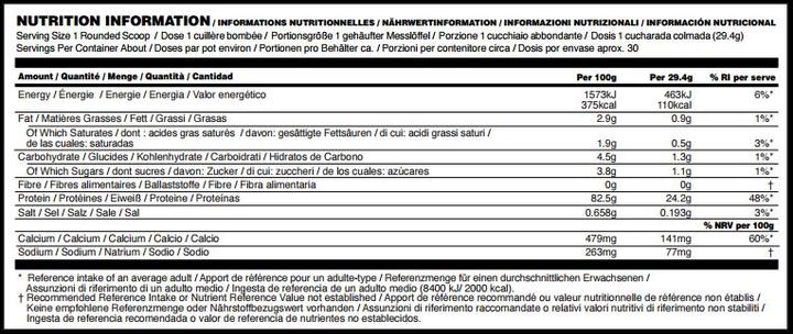Nährwerte und Zutaten Optimum Nutrition 100% Whey Gold Standard (Vanille, 1 Stk., 2273 g)