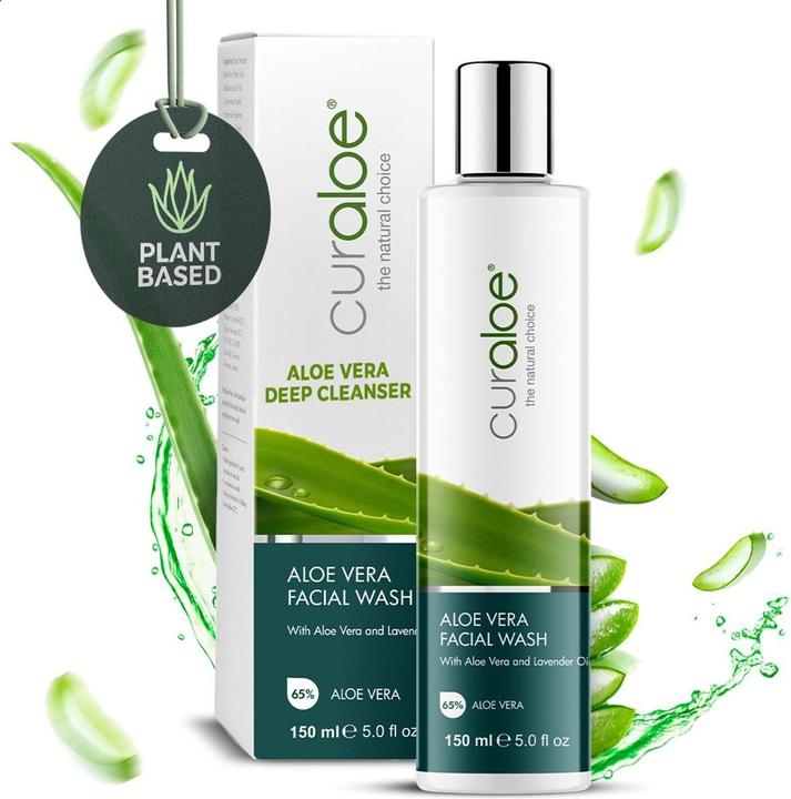 Actual product image Curaloe Aloe Vera Facial Wash Natural Cleanser for Women and Men 60% Pure Organic Aloe Enriched Acne (Cleansing gel, 237 ml)