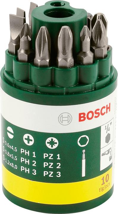 Produktbild Bosch Zubehör Schrauberbit-Set, 10-teilig, inklusive SL (Kreuz Phillips PH, Kreuz Pozidriv PZ, Schraubschlitz)
