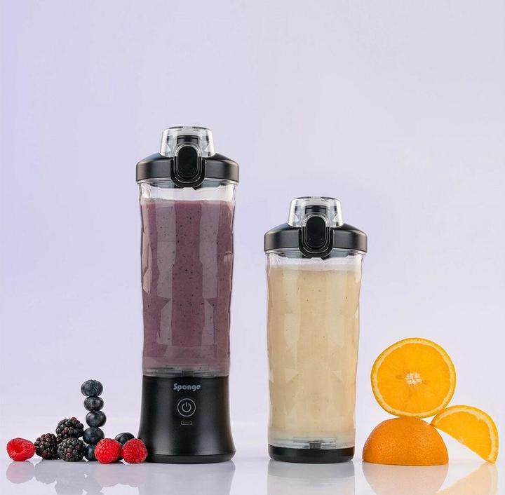 Actual product image Sponge 600ml Shaker USB-C charging Black