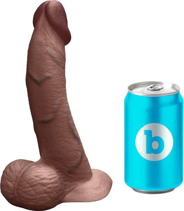 Actual product image Earthly Body Slipskin Realistic Silicone Dildo 8 Inch Curved Brown