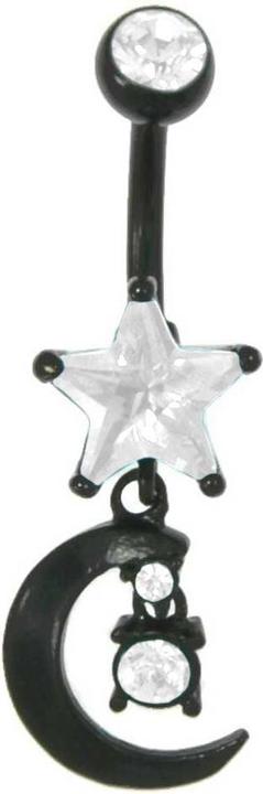 Immagine prodotto Bijouteria Piercing ventre (Vetro (di orologio), Rivestimento PVD (nero), Acciaio chirurgico 316L)