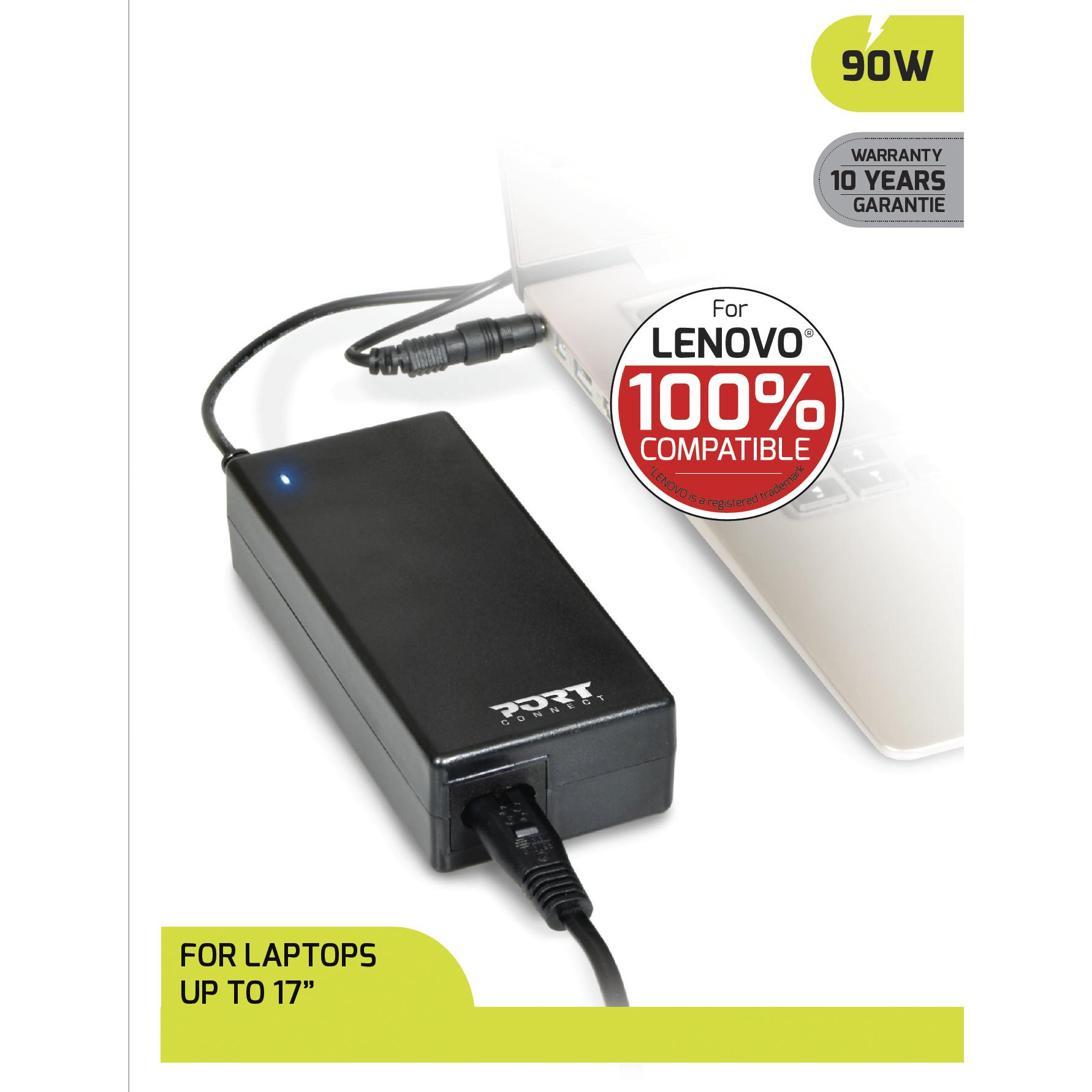 Thumbnail - Port Designs Lenovo Power Adapter (90 W), Notebook Netzteil, Schwarz