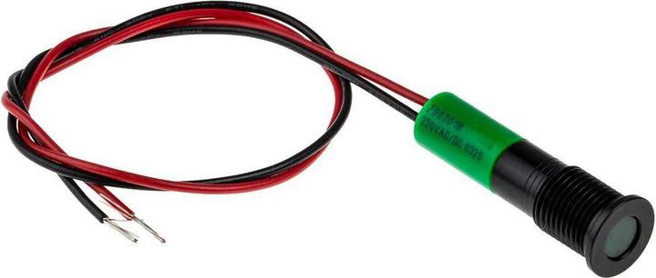 Produktbild RS PRO LED 8mm Chromblende 220Vac Grün +Kabel