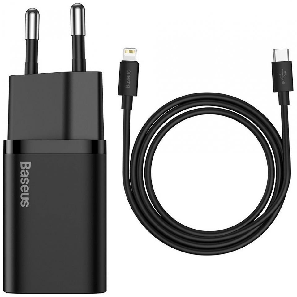 Baseus Super Si Set Quick Charger (20 W), USB Ladegerät, Schwarz