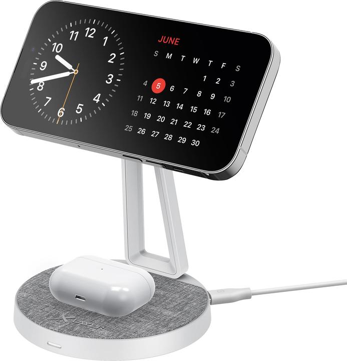 Produktbild Xlayer MagFix Pro 2 in 1 Ladestation 15W Grey/White (15 W)