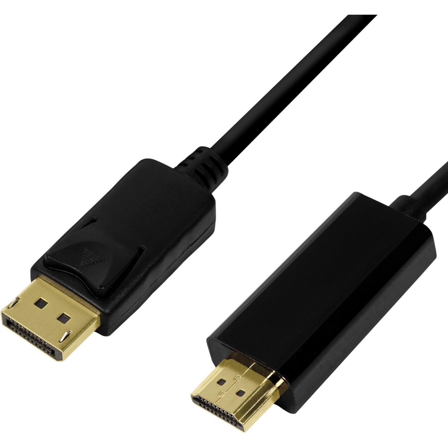 LogiLink DisplayPort — HDMI (Typ A) (2 m), Cavo video, Nero