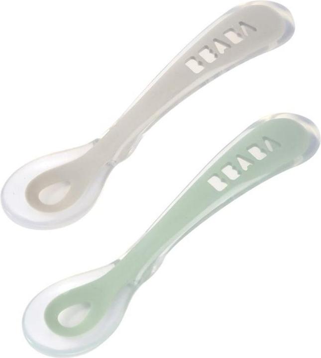Actual product image Beaba 8 MONTH SILICONE WIZARD SET OF 2, WITH BOX, velvet grey/ sage green