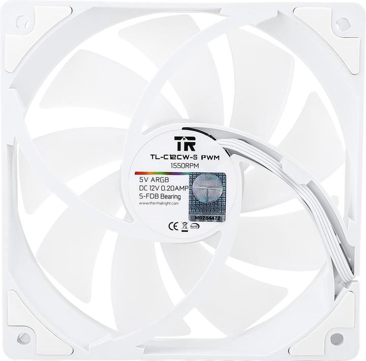 Actual product image Thermalright TL-C12CW-S ARGB - White (3-pack) - Kabinet køler - 120 mm - Hvid med RGB - 26 dBA (120 mm, 3 x)