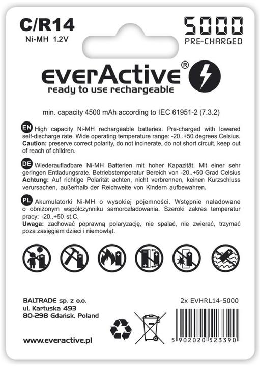 Actual product image Everactive EVHRL14-5000 (2 pcs., C, 5000 mAh)