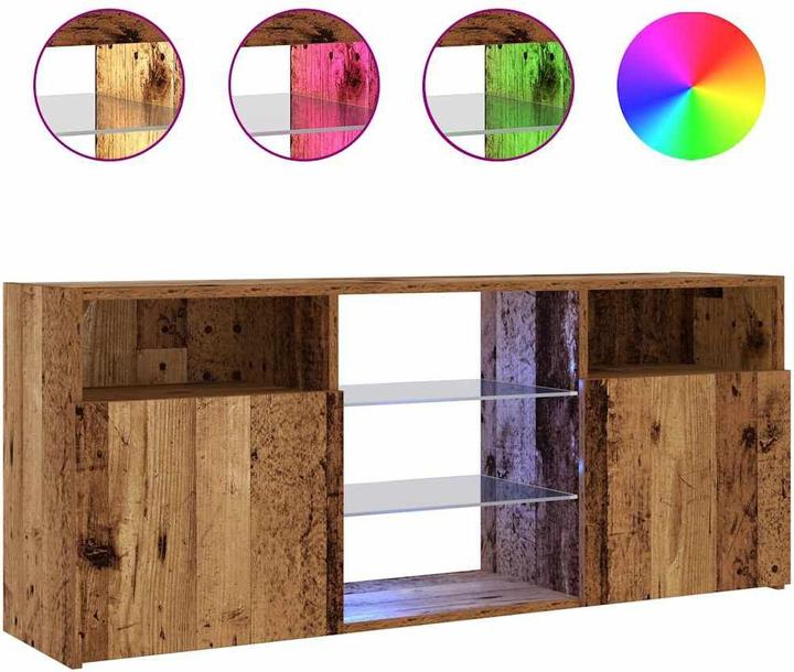 Produktbild VidaXL TV-Schrank mit LED-Leuchten Altholz-Optik 120x30x50 cm TV-Möbel (120 x 30 x 50 cm)