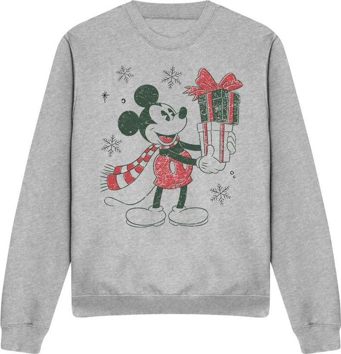 Disney Unisex Adult Mickey Mouse Present Christmas Sweatshirt (XL)