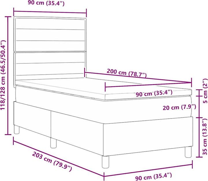 Produktbild vidaXL Boxspringbett (90 x 200 cm)