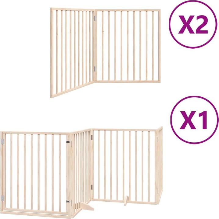 Image du produit vidaXL Porte pour chien Barrière de sécurité pour chiens Grille de protection pliable 8 pièces en bois (6 cm)