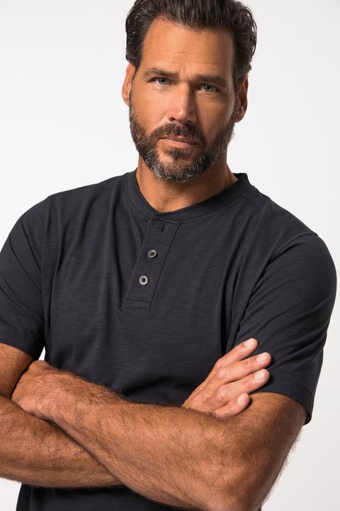Actual product image JP1880 Henley, short sleeve, round neck with button placket, up to 8 XL (7XL)