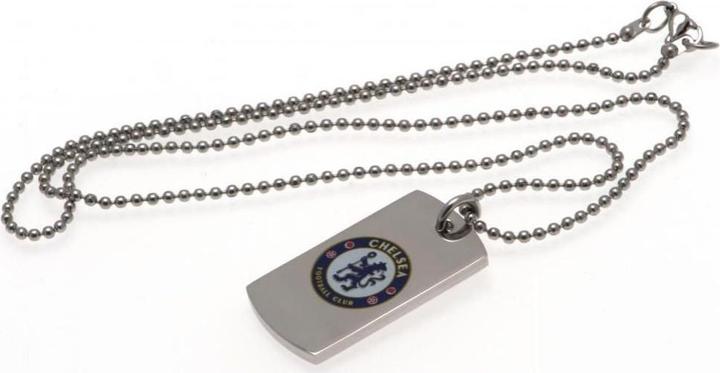 Actual product image Chelsea FC Stainless Steel Crest Dog Tag And Chain (100% synthetic material)