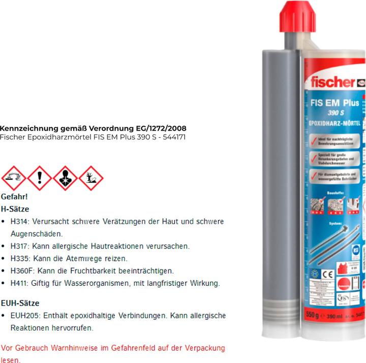 Image du produit Fischer Epoxidharzmörtel FIS EM Plus 390 S (1 pcs)