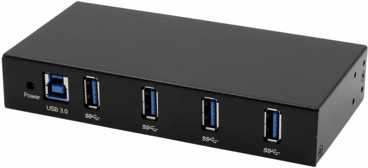 Actual product image Exsys 4 port USB 3.2 Gen 1 HUB metal case, incl power supply 12V/2A, USB 3.0 cable, di (USB-B, 4 ports)