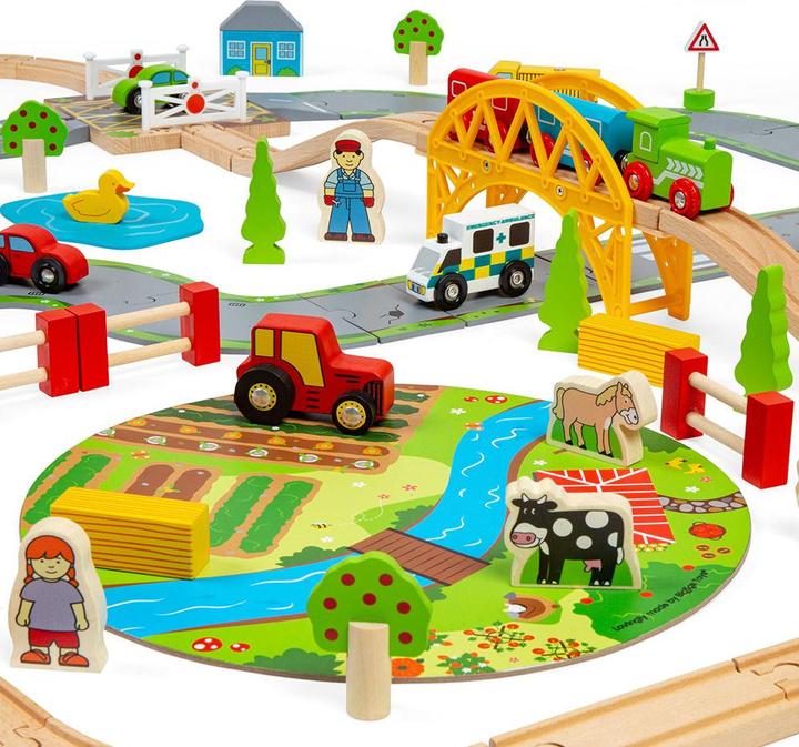 Produktbild Bigjigs Strasse & Schiene Zug Set