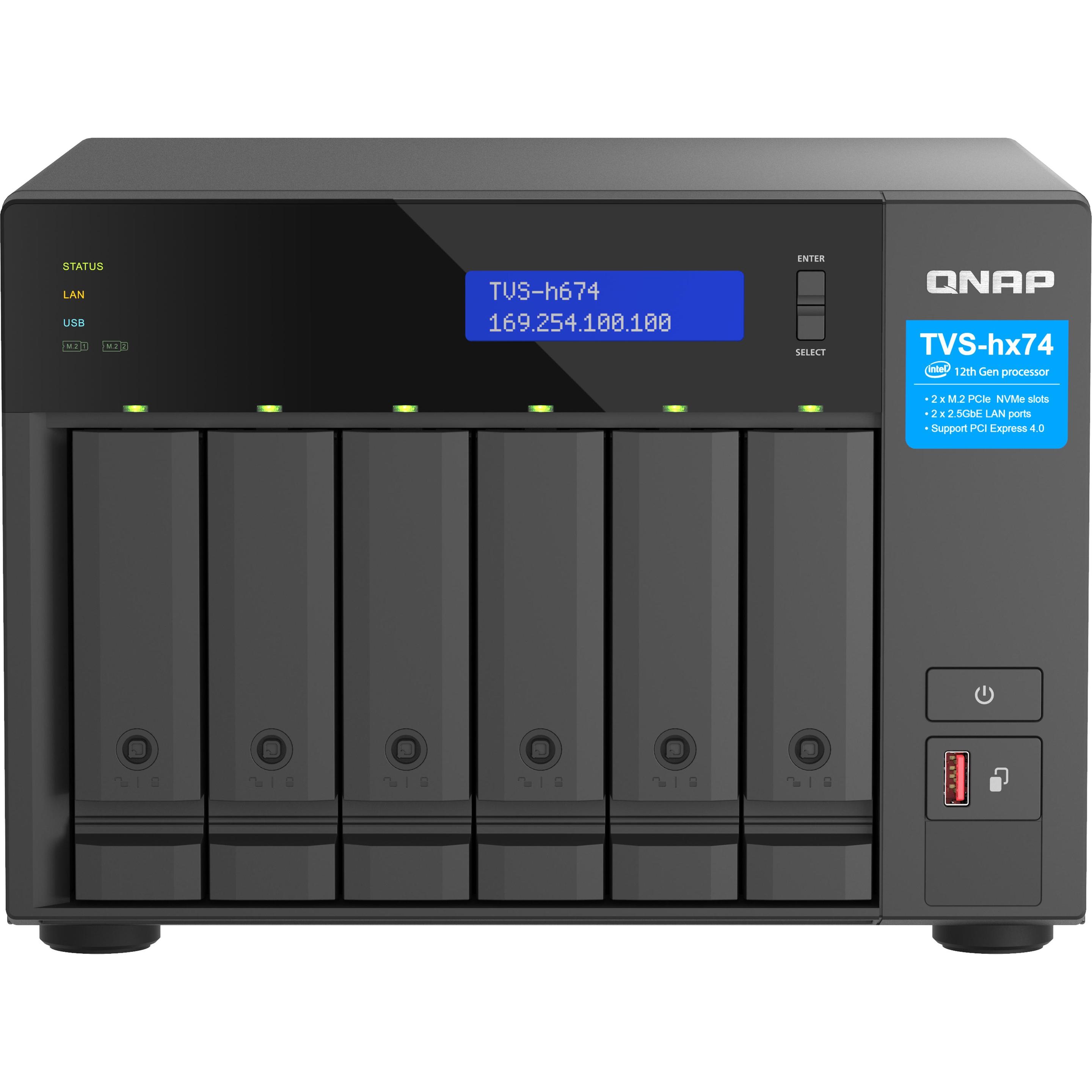 QNAP TVS-H674T-I5-32G (0 TB), NAS, Schwarz