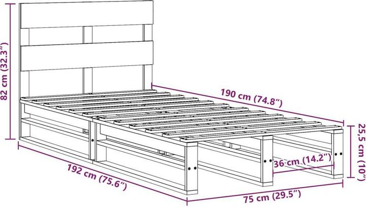 Actual product image vidaXL Bettrahmen (75 x 190 cm)