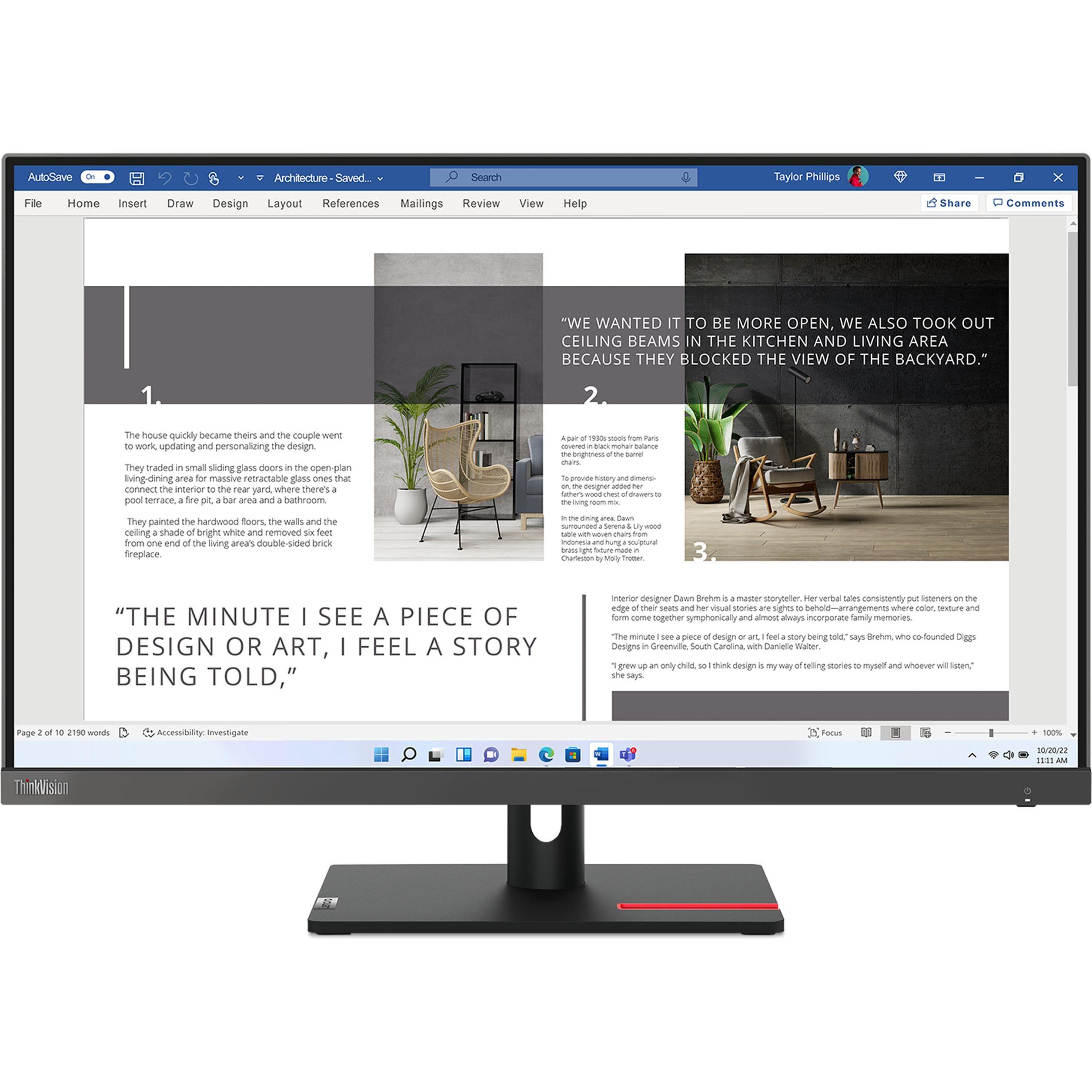 Lenovo ThinkVision S27i-30 (1920 x 1080 Pixel, 27"), Monitor, Grau