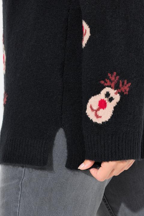 Image du produit Ulla Popken Pull à col montant et manches longues, motif rennes (42, 44)